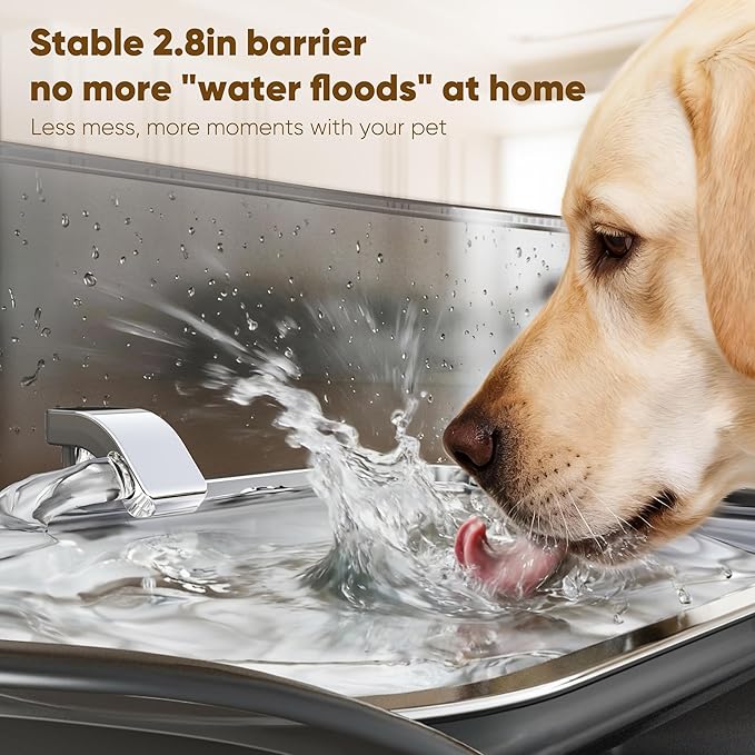 No Spill Dog Water Fountain Stainless Steel for Large Dogs, 8L/2.1Gal Ultra Quiet Pet Water Fountain for Cats Dogs Indoor, Automatic Dog Water Bowl Dispenser for Large to Medium Multiple Pets