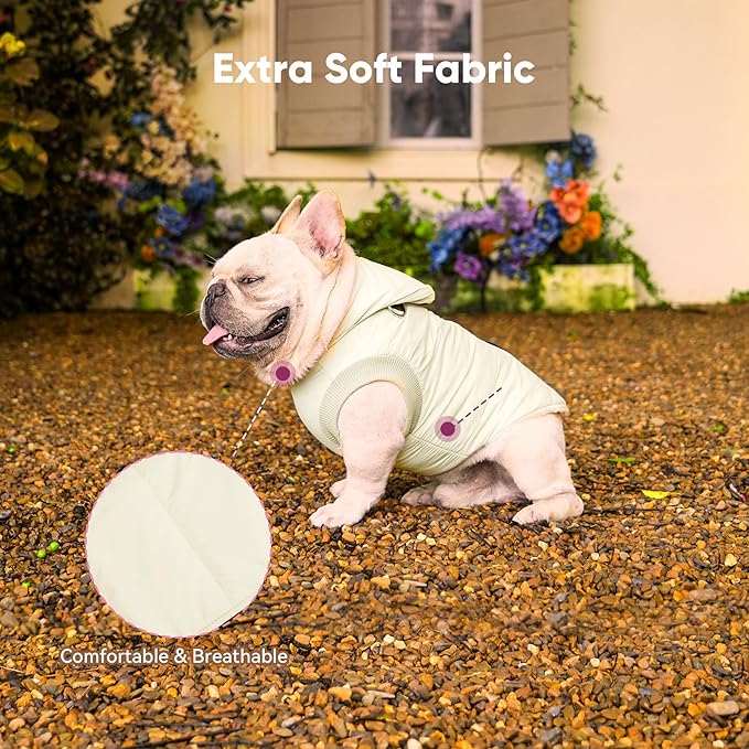 Fleece Lining Dog Hoodie with Harness Built in,Extra Warm Large Dog Jacket in Winter Doggie Coats with Hooded,Light Yellow XXL