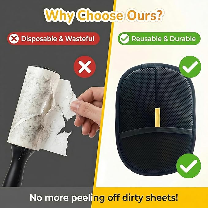 1PC 2025 Electrostatic Gloves Pet Hair: Pets Hair Remover Electro Antistatic Hair Removal Glove Cat Mitt Mitten Static Reusable Tool Furniture Cleaning Animal Double Sided Grooming Magic Fur Dogs Mit
