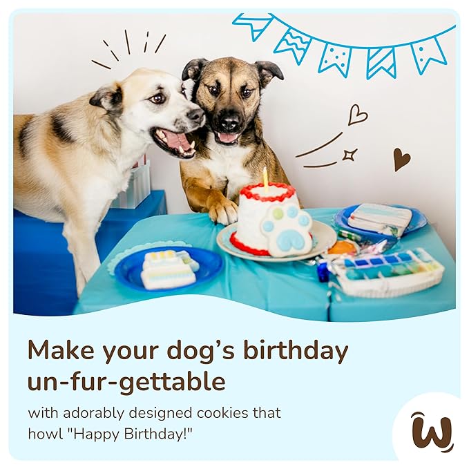 Wufers Birthday Boy Cookie Box | Gifts for Dogs | Gourmet-Decorated Treats | Made with Locally Sourced Ingredients (Blue - Birthday Boy)