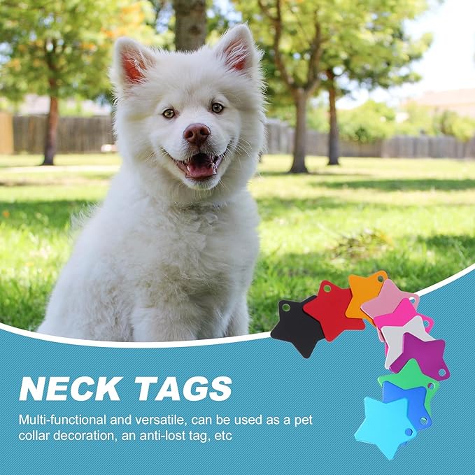 GANAZONO 10pcs Five-Pointed Shape Pet Id Tags Sturdy Metal Dog Collar Address Tags for Cats and Dogs Anti-Lost Pet Supplies Random Color