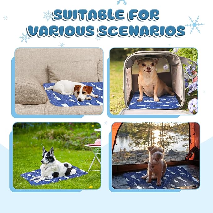 Nuanchu Dog Stroller Cooling Mat Waterproof Outdoor Pet Cooling Mat Washable Summer Cat Sleeping Blanket for Pet Stroller(11.81 x 19.69 Inches,Royal Blue Bear)