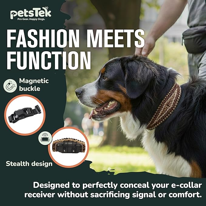 E-Collar Cover - for Large Dogs with 22-25" Neck Size - Adjustable Nylon Cord, Quick Release Buckle, Heavy Duty Loop Strap Compatible with Dogtra, Educator, SportDog, Garmin, Bousnic, Jugbow (Mojave)
