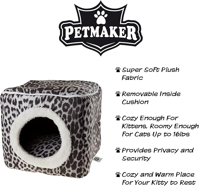 Cat House - Indoor Bed with Removable Foam Cushion - Cat Cave for Puppies, Rabbits, Guinea Pigs, and Other Small Animals by PETMAKER