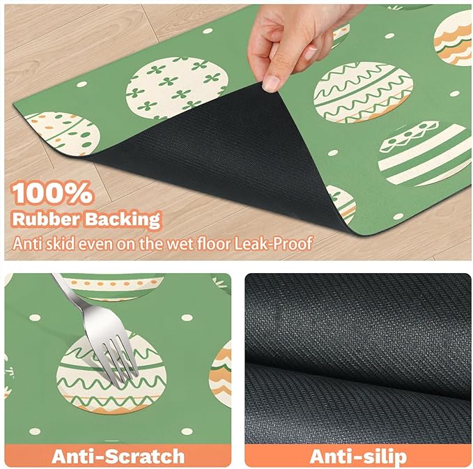 Easter Egg Dog Food Mat for Floors Absorbent Dog Bowl Mat for Food and Water Dispenser Quick Dry Cat Food Placemat Pet Supplies 17" x 30", Colorful Eggs