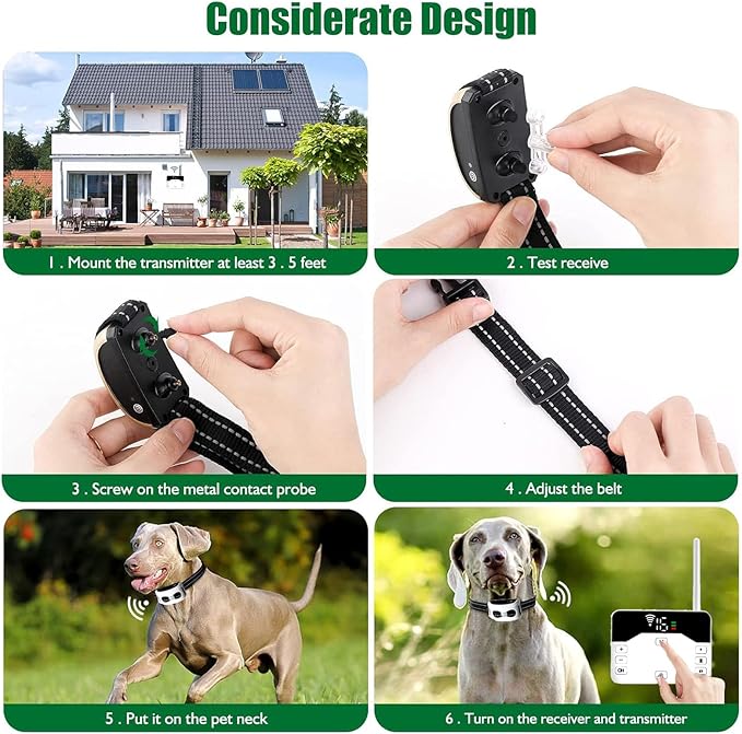 For3dogs,Wireless Dog Electric Fence,2025 Safety Pet Containment System with Remote Training Shock Collar,Waterproof & Rechargeable,3 Training Modes,30-800ft Range Adjustable for Stubborn Dogs