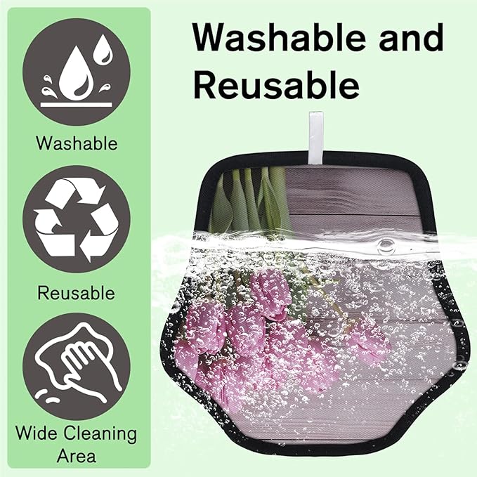 Reusable Pet Hair Removal Glove Tulip Blossoms Magic Brush for Cat & Dog Hair Remover for Car, Sofa, Bedding, Clothes - 9x9 Mitt Washable