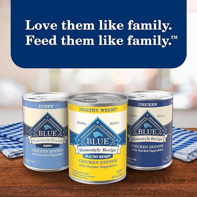 Blue Buffalo Homestyle Recipe Healthy Weight Chicken Dinner with Garden Vegetables Wet Dog Food for Adult Dogs, Chicken Recipe, 12.5 oz. Cans, 3 Count