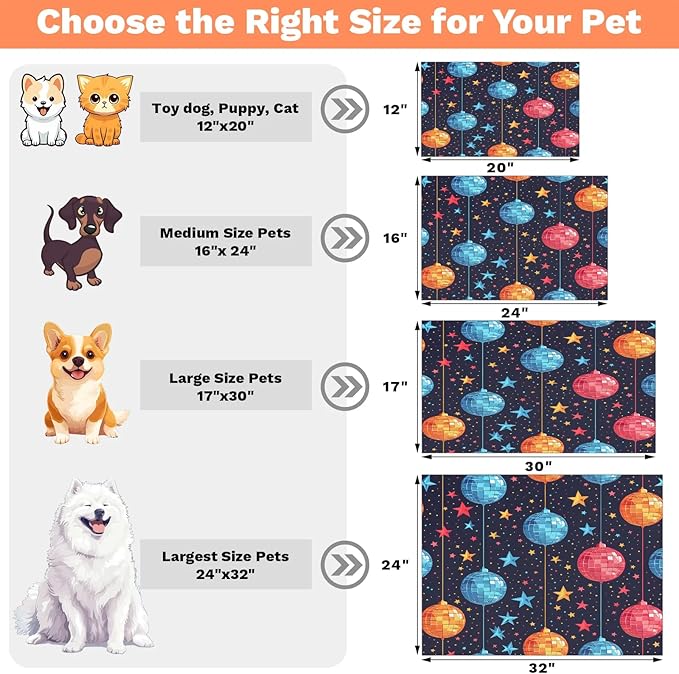 Christmas Ball Dog Food Mat for Floors Absorbent, Quick Dry Water Dispenser Mat for Food, Water, Pet Supplies 24" x 32", Xmas Stars