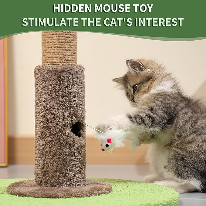 RPZ Palm Tree Cat Scratching Post for Indoor Cats, Tall Sisal Cat Scratcher Tree with Sturdy Base, Cute Cat Scratch Post for Kittens & Adult Cats