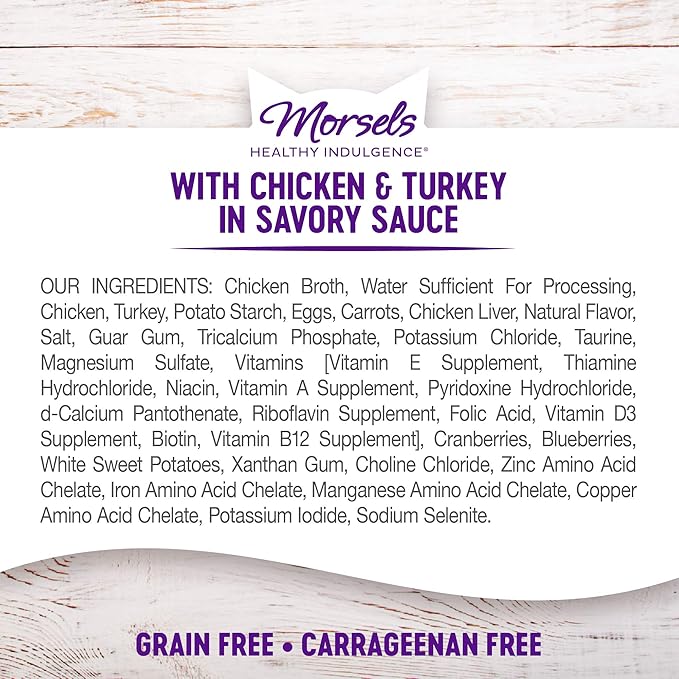 Wellness Natural Pet Food Healthy Indulgence Grain Free Wet Cat Food, Morsels Chicken and Turkey, 3 Ounce (Pack of 24)
