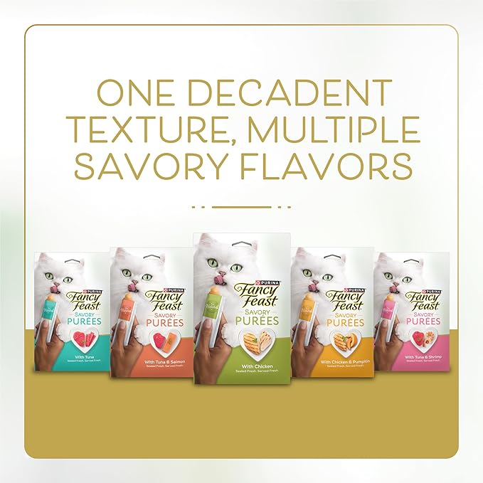 Purina Fancy Feast Squeezable Cat Treats Tube, Savory Puree Naturals with Natural Tuna in a Demi-Glace - 0.35 Ounce (Pack of 12)