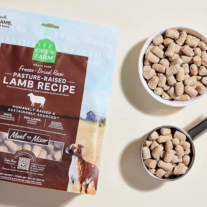 Open Farm Freeze Dried Raw Dog Food, Humanely Raised Meat Recipe with Non-GMO Superfoods and No Artificial Flavors or Preservatives (3.5 Ounce (Pack of 1), Pasture Raised Lamb)