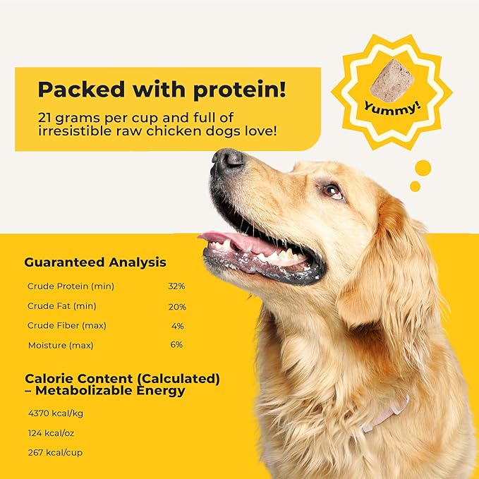 Chonky Chicken - Dog Treats Freeze Dried Chicken, Complete Meal & Topper, Real Cuts for Training - High Protein (21g Per Cup) Training Treats for Dogs, Made in The USA, 20oz Bag