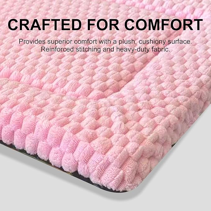 Dog Bed Mat,Reversible & Ultra Soft Kennel Pad-Machine Washable Pet Bed for Dogs & Cats-All-Weather Crate Liner for Crates,Carriers & Travel (Pink, 18" L x 14" W x 1.5" Th)