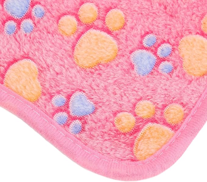 3Pcs Dog Paw Print Fleece Blanket, Pet Warm Sleep Mat, Coral Fleece Soft Dog Blanket with Cute Paw Design, Bite Resistant Pet Supplies for Dogs Cats Small Animals (S)