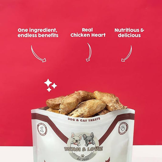 Benji & Louie Freeze Dried Chicken Heart - Natural Healthy Dog and Cat Treats, Single Ingredient, 2 oz