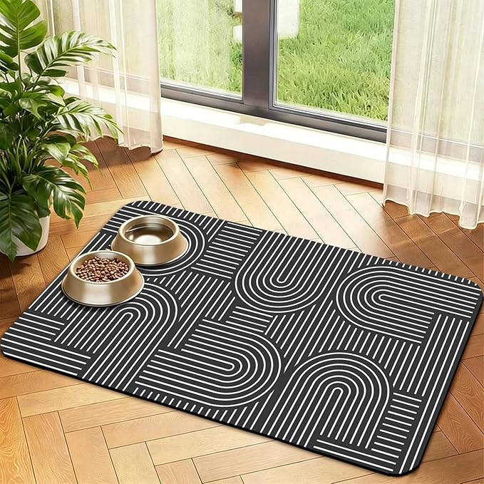 Dog Food Mat, Absorbent Waterproof Non-Slip Pet Cat Bowl Feeding Mat for Food & Water Pet Supplies 16 * 24"
