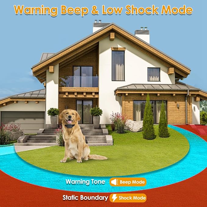 Electric Dog Collar Receiver, Anti-Bark Deterrent Training Collar with Beep Shock Modes, Adjustable Water Resistant Collar Receiver for Pet Fence System for Small Medium Large Dog