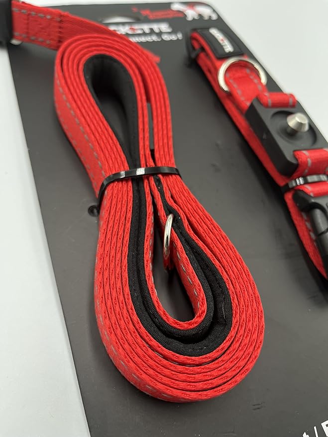 Clickette- Magnetic Quick-Lock Collar & Leash (Red, Medium)