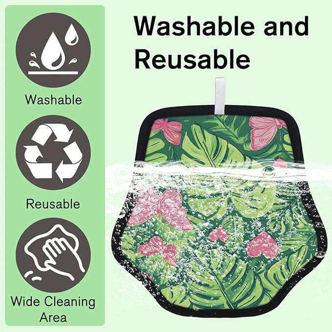 Reusable Pet Hair Removal Glove Butterfly Palm Leaves Magic Brush for Cat & Dog Hair Remover for Car, Sofa, Bedding, Clothes - 9x9 Mitt Washable