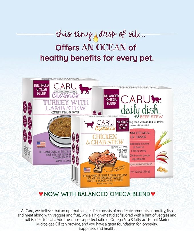 Caru - Classics Chicken & Wild Cod Stew - for Cats - Supports Overall Pet Health - Wet Cat Food/Meal Topper - Human Grade Ingredients - Non-GMO - Made in USA - 5.5 oz - Case of 12