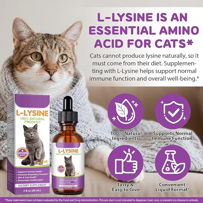 Lysine for Cats - 2 Packs Cat Lysine Drops