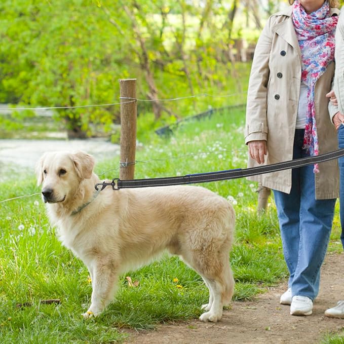 Dog Leash Rope Double-Layer Nylon Reflective Pulling Training Leash Thickened Medium Large Dogs Outdoor Walking Pet Supplies Black Blue