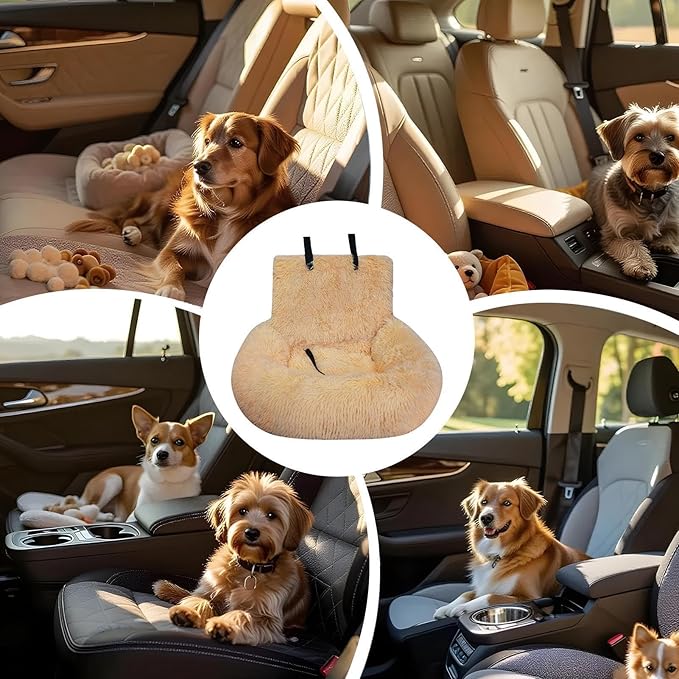 Small Dog Car Seat | Medium Dog Plush Car Seat,Detachable Cushion Pet Supplies for Travel Road Trip Camping Vet Visit Daily Commuting Vacations Adventures