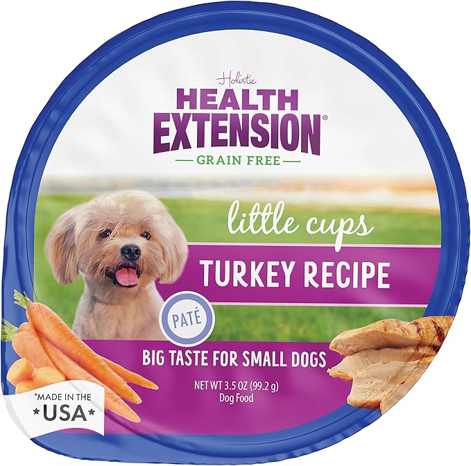 Health Extension Little Cups Grain-Free Wet Dog Food, Small Breed - Variety Box (6 Chicken/6 Turkey) 3.5 oz - Easy to Digest, Ideal for Picky Eaters (Case of 12 Cups)