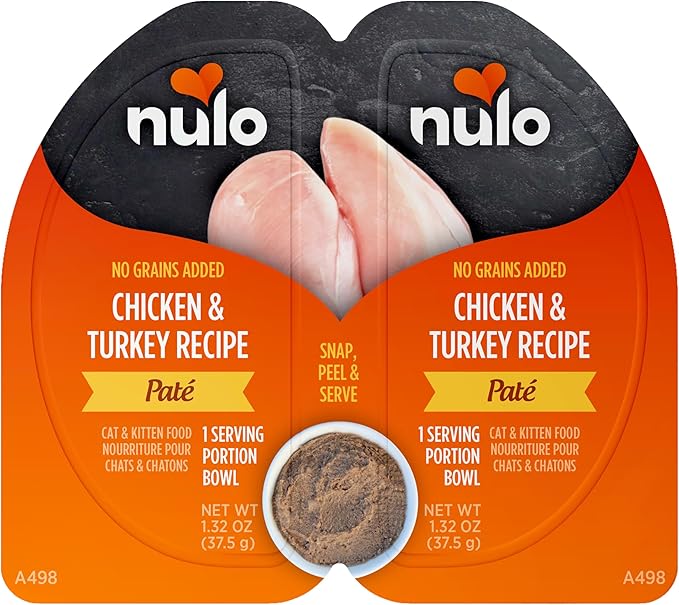 Nulo Split Cup Turkey & Chicken Recipe Grain-Free Pate Wet Cat & Kitten Food, 2.64 Ounce, Case of 10