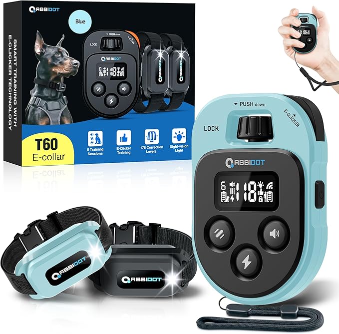 ABBIDOT Dog Shock Collar, 4500FT Dog Training Collar with Remote，IPX7 Waterproof Rating，6 Training Modes (Beep, Vibration, Safe Shock), Enhanced Night Light, Rechargeable E-Collar for Dogs 10-130 lbs