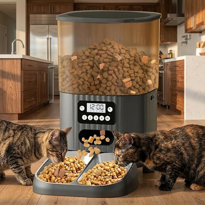 Automatic 4.5L Pet Feeder, 360° Sealed 30-Day Storage, 45° Anti-Jam Slope, Timed Quantitative 1-4 Meals, Dual Power Supply, BPA-Free, 304 Stainless Steel Bowl, Non-Slip Dog Cat Food Dispenser