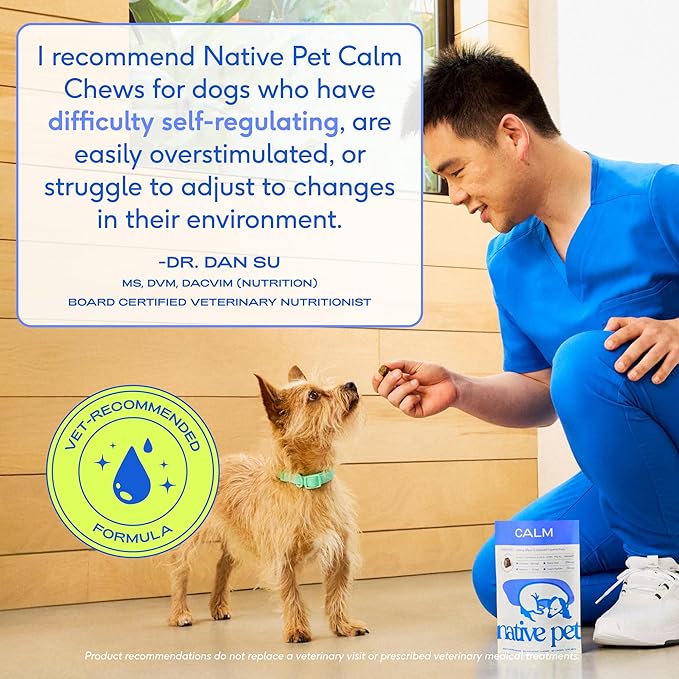 Native Pet Calming Chews for Dogs - Melatonin for Dogs Anxiety Relief - Grain Free All Natural Hemp Calming Treats & L-Theanine Helps Manage Stress & Separation Anxiety - Puppy Sleep Aid - 90 Chews