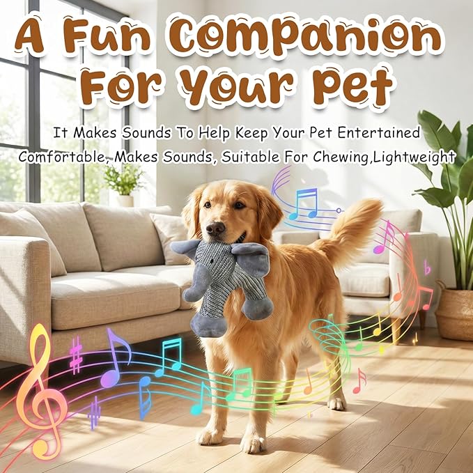 Pet Lori Linen SafariCompanions,Linen Safari Squeaky Dog Chew Toy,Robust Indestructible Dog Stuffed Toy for Small Medium Dogs,Dog Toy with Squeaker-Elephant