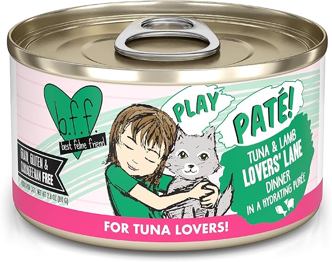 Weruva B.F.F. Play - Best Feline Friend Paté Lovers, Aw Yeah!, Tuna & Lamb Lovers' Lane with Tuna & Lamb, 2.8oz Can (Pack of 12)