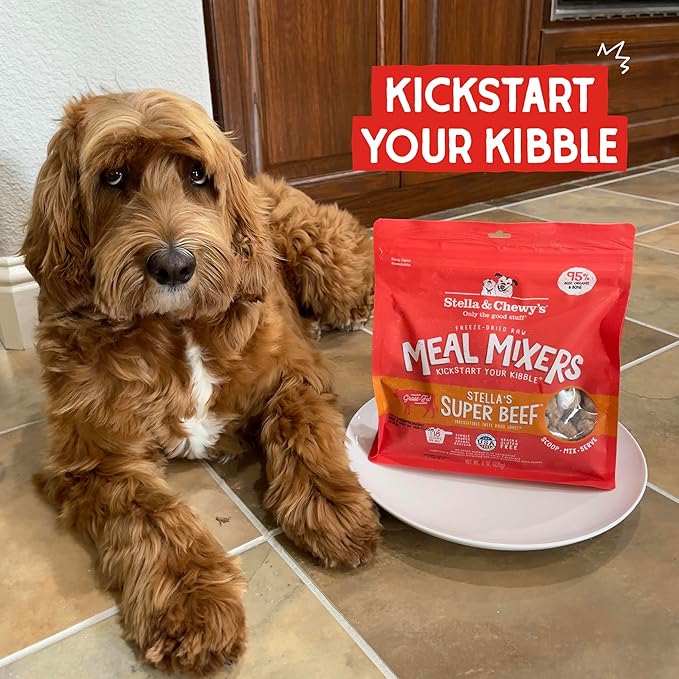 Stella & Chewy's Freeze-Dried Raw Beef Meal Mixers- Dog Food Topper and Mixer - Made with 95% Grass-Fed Beef, Organs & Bone - Perfect for Picky Eaters - Grain-Free - 1 oz