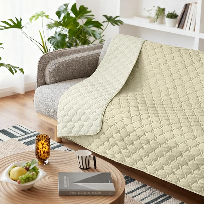 gogobunny 100% Double-Sided Waterproof Dog Bed Cover Pet Blanket Sofa Couch Furniture Protector for Puppy Large Dog Cat, Reversible (82x120 Inch (Pack of 1), Dark Cream/Light Cream)