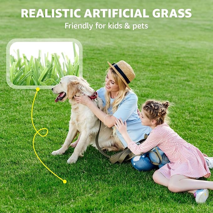 LOOBANI Synthetic Artificial Turf Roll, Artificial Grass for Dog Potty with Drainage Holes, Fake Grass Rug for Garden Landscape Balcony Patio Backyard Decoration, 4 Feet x 6 Feet