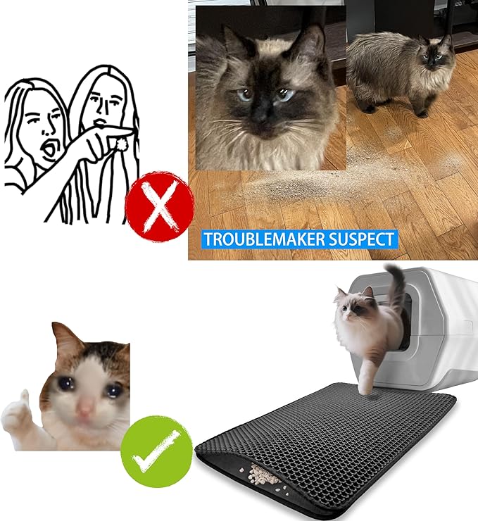 HTTMT- (20x15.7 inch) Pet Supplies Cats Litter & Housebreaking 40X50 Black Cat litter Mat Double Layer Pad Trapper Folding Pad EVA Foam Rubber