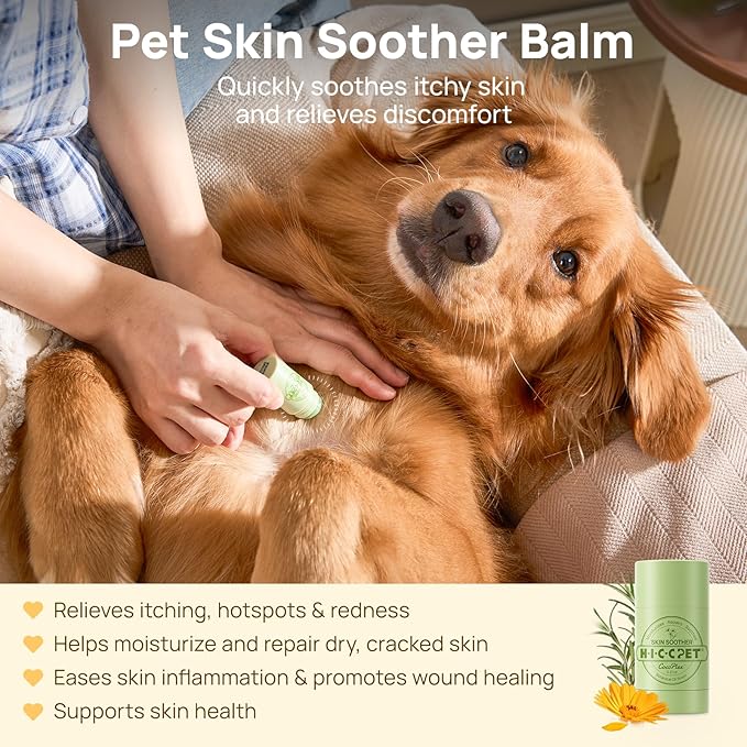 HICC PET Skin Balm for Dogs & Cats - Soothes Itching and Irritation Skin & Prevents Infection, All-Natural Dog Moisturizer for Dry Itchy Skin, Lick-Safe Allergy & Hot Spot Treatment - 0.21oz