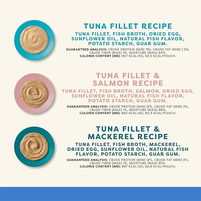 Applaws Natural Wet Cat Food in Mousse, Limited and Natural Ingredients, Grain-Free, High Protein with No Artificial Additives, Fish Variety Pack (12 x 2.47oz Pouches)