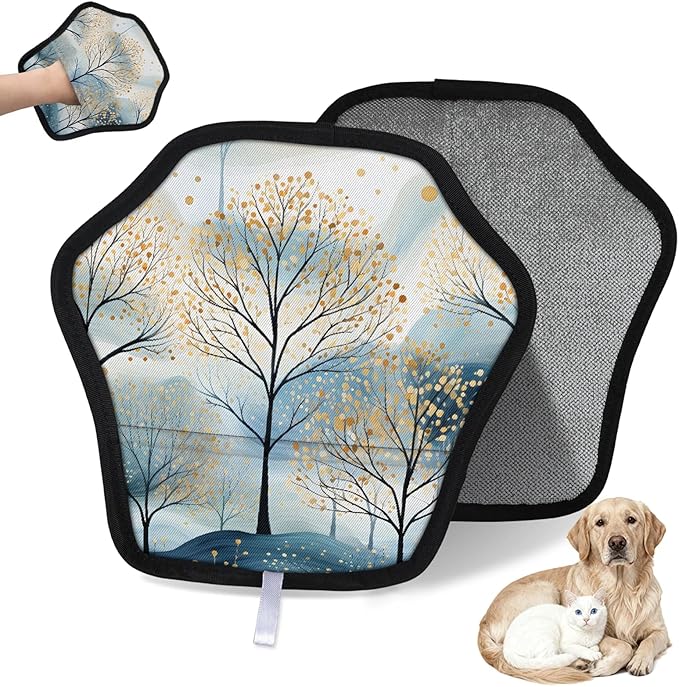 Rustic Forest Electrostatic Pet Hair Removal Glove for Cats & Dogs - Reusable Grooming Mitt for Couch, Carpet, Car Seat & Laundry - Large 9x9 Inch