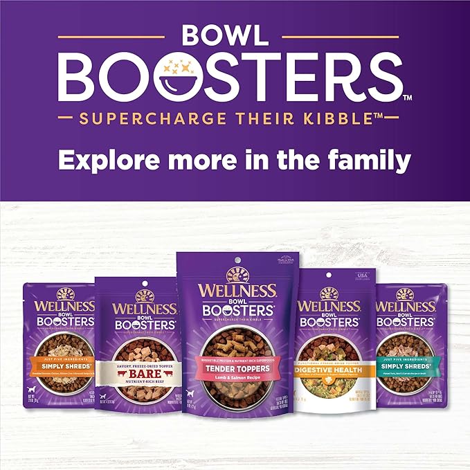 Wellness Bowl Boosters, Dog Food Topper for Small, Medium, & Large Breeds, Grain Free, Natural, Freeze Dried, Digestive Health Chicken, 4 Ounce Bag (Pack of 2)