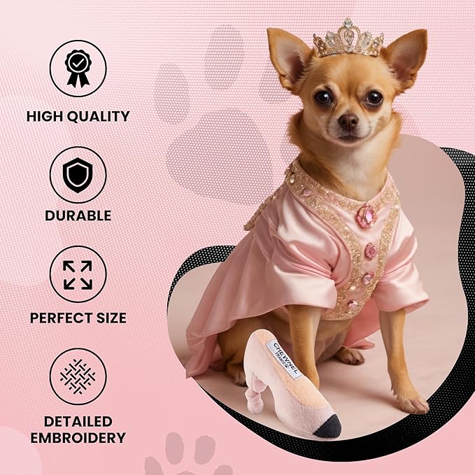 Dog Diggin Designs Chewnel “Tie Me in Knots” Shoe Plush Dog Toy | Luxury-Inspired Parody Designer Heel with Squeaker, Soft Plush Fashion Dog Toy – High Heel Essentials