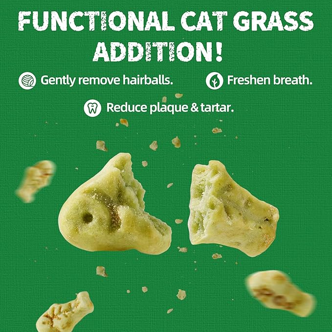 Just Try 13.4 OZ Cat Grass Treats Hairball Control + 7.05 oz Freeze Dried Chicken Cat & Dog Treats Raw Single Ingredient Food Topper