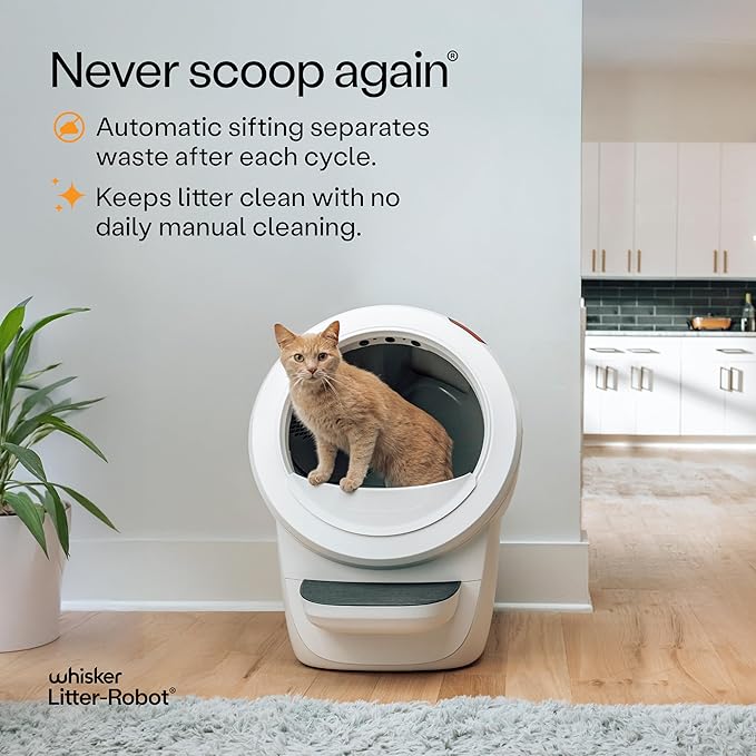 Litter-Robot 4 Supply & Accessory Bundle by Whisker, White- Automatic Self-Cleaning Cat Litter Box, Includes Litter-Robot 4, Ramp, Mat, 3 OdorTrap Packs, 10 Liners, 30 Wipes, & 2 Carbon Filters