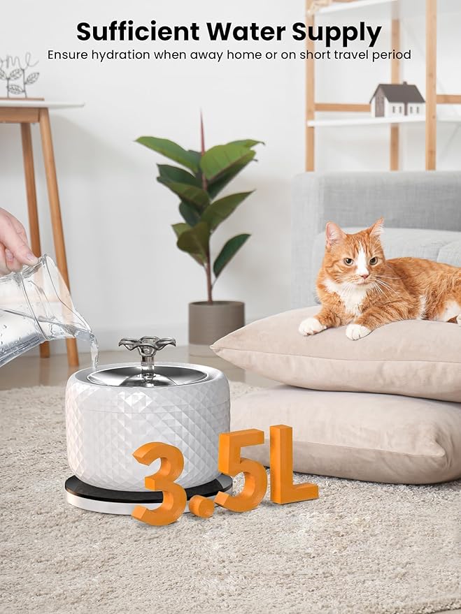118oz/3.5L Smart Cat Water Fountain with App Control, Kitty spout cat Water Fountain, Ultra Quiet Pet Water Fountain for Cat Indoor, 2.4GHz Wi-Fi