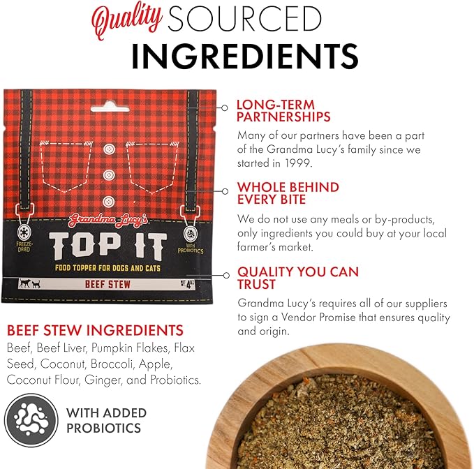 Top It Beef Stew Pet Food Topper with Probiotics - 4oz