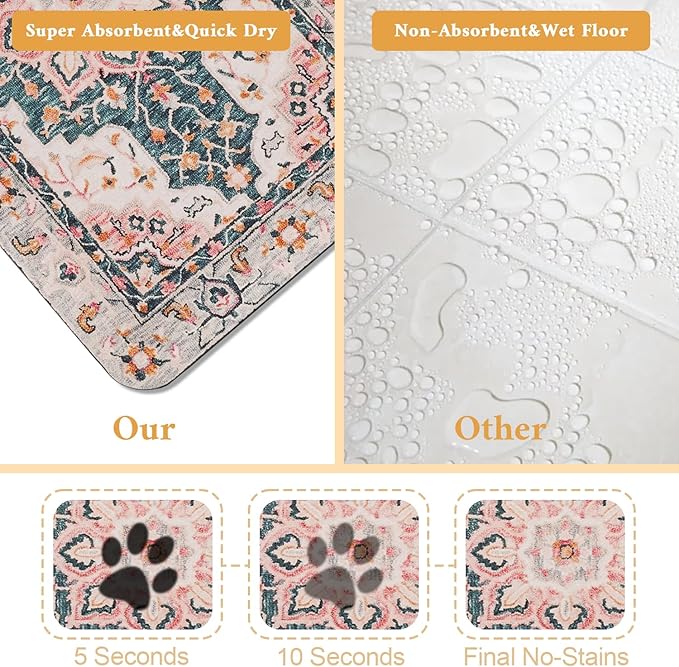 Dog Food Mat for Floors Waterproof Quick Dry Pet Placemat Cat Feeding Bowls Mats for Food and Water, Eco-Friendly Dog Accessories Diatomite Pets Supplies 16" X 24"